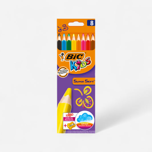 Stora färgpennor och vässare 8-pack